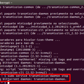 como instalar y configurar transmission-daemon en la Raspberry Pi