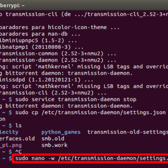 como instalar y configurar transmission-daemon en la Raspberry Pi