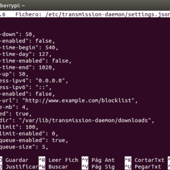 como instalar y configurar transmission-daemon en la Raspberry Pi