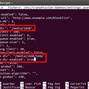 como instalar y configurar transmission-daemon en la Raspberry Pi