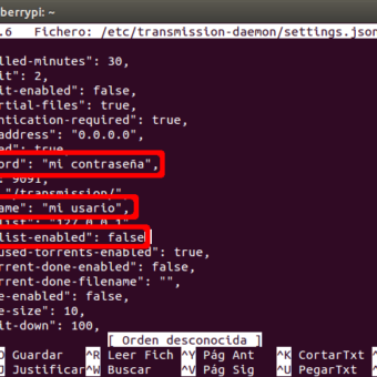 como instalar y configurar transmission-daemon en la Raspberry Pi