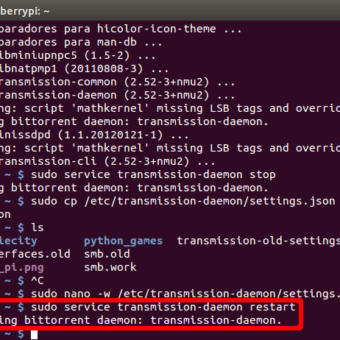 como instalar y configurar transmission-daemon en la Raspberry Pi