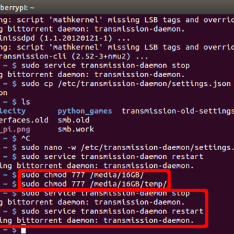 como instalar y configurar transmission-daemon en la Raspberry Pi