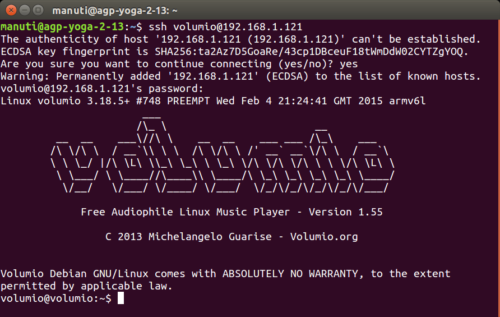 volumio ssh