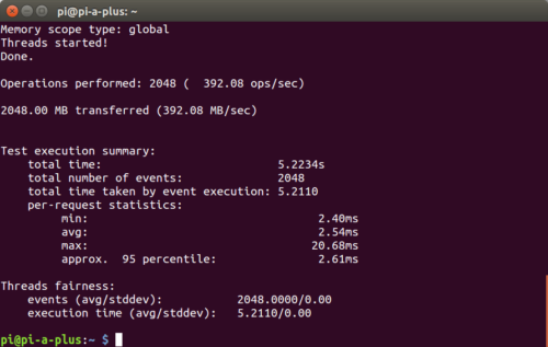 sysbench raspberry pi A+