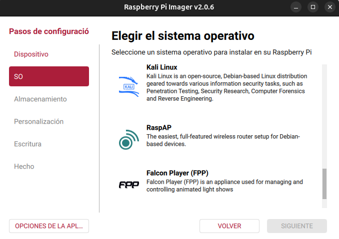 RASPBERRY PI IMAGER kali
