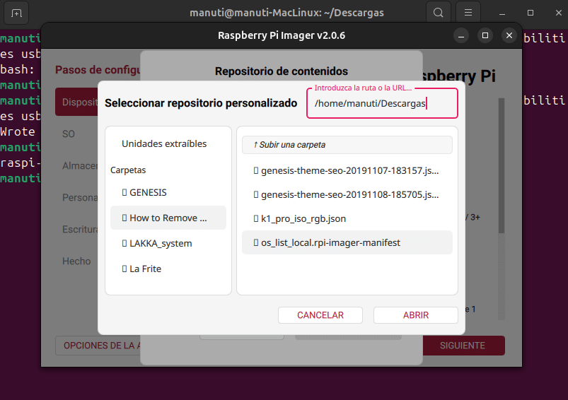 raspberry pi imager modo gadget paso 4
