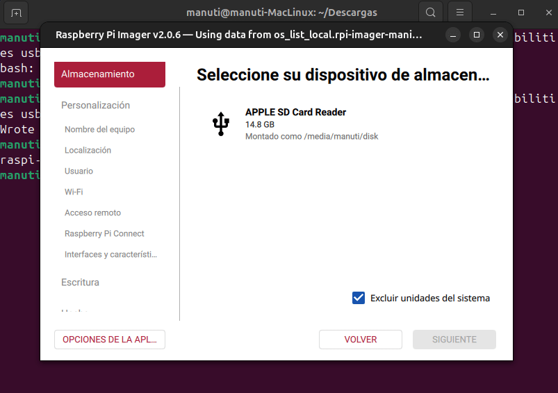 raspberry pi imager modo gadget paso 6