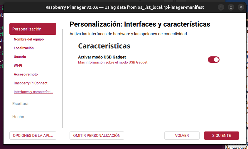 raspberry pi imager modo gadget paso 8
