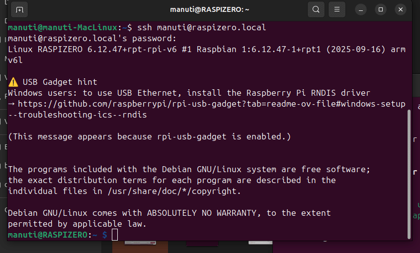 modo gadget ssh por USB