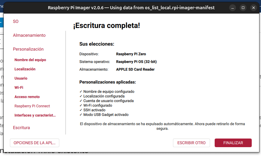 raspberry pi imager modo gadget final