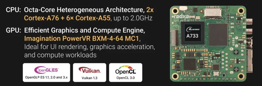 Radxa Cubie con SoC Allwinner A733 y GPU Imagination PowerVR
