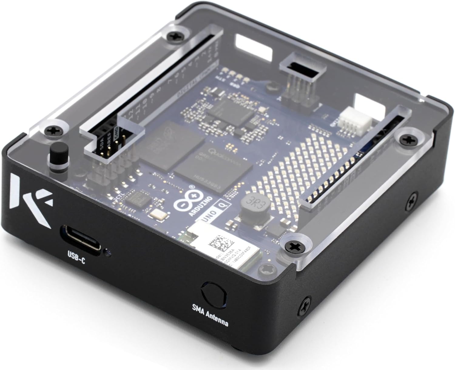 KKSB - Funda para Arduino Uno Q - Carcasa de aluminio transparente